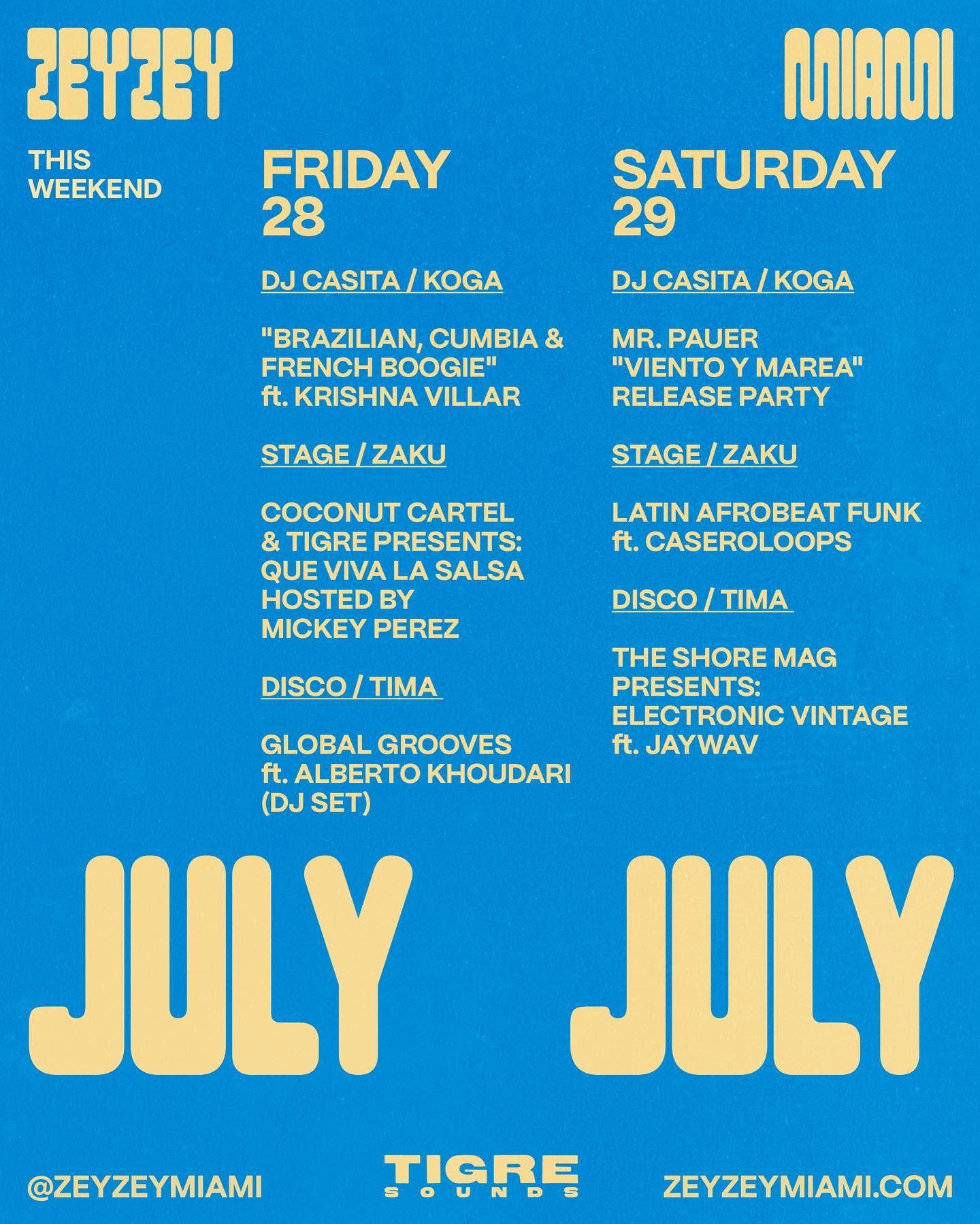 We’re ready to set your next weekend on fire with an exceptional lineup of artists. Let's celebrate the symphony of sounds together!Tickets in bio. #ZeyZeyMiami #MiamiMusicScene
