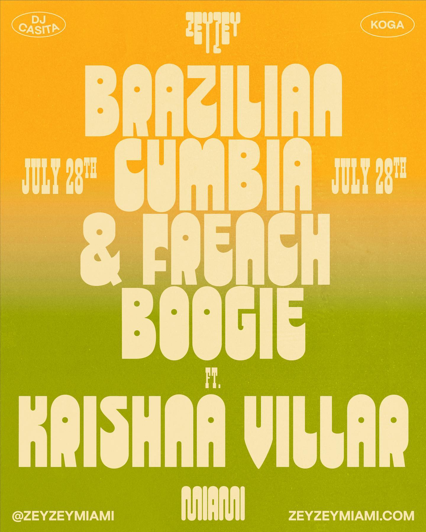 Hailing from Mexico and making waves in Miami's creative scene, Krishna is not just an architect but also a music maven! Experience her musical fusion, as she brings the best of Brazilian, cumbia, and French boogie to the stage.Ticket link in bio #zeyzeymiami #miamimusicscene