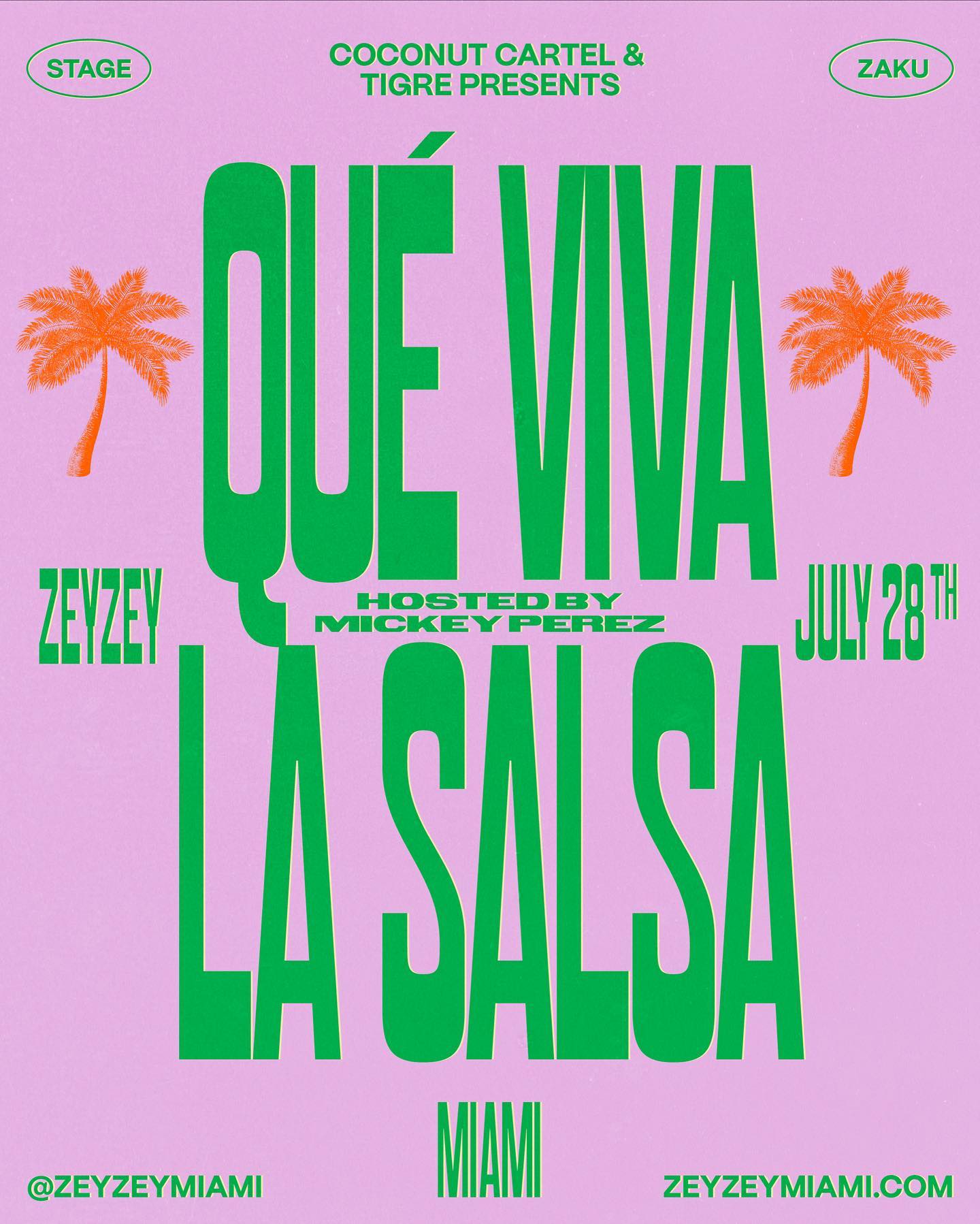 We're thrilled to announce 'Que Viva La Salsa', sponsored by @coconutcartel and @tigresounds Join us this Friday for unique cocktails and an unforgettable salsa night with @djmickeyperez Dance, sip, repeat! 🥥Tickets in bio. #ZeyZeyMiami #MiamiMusicScene