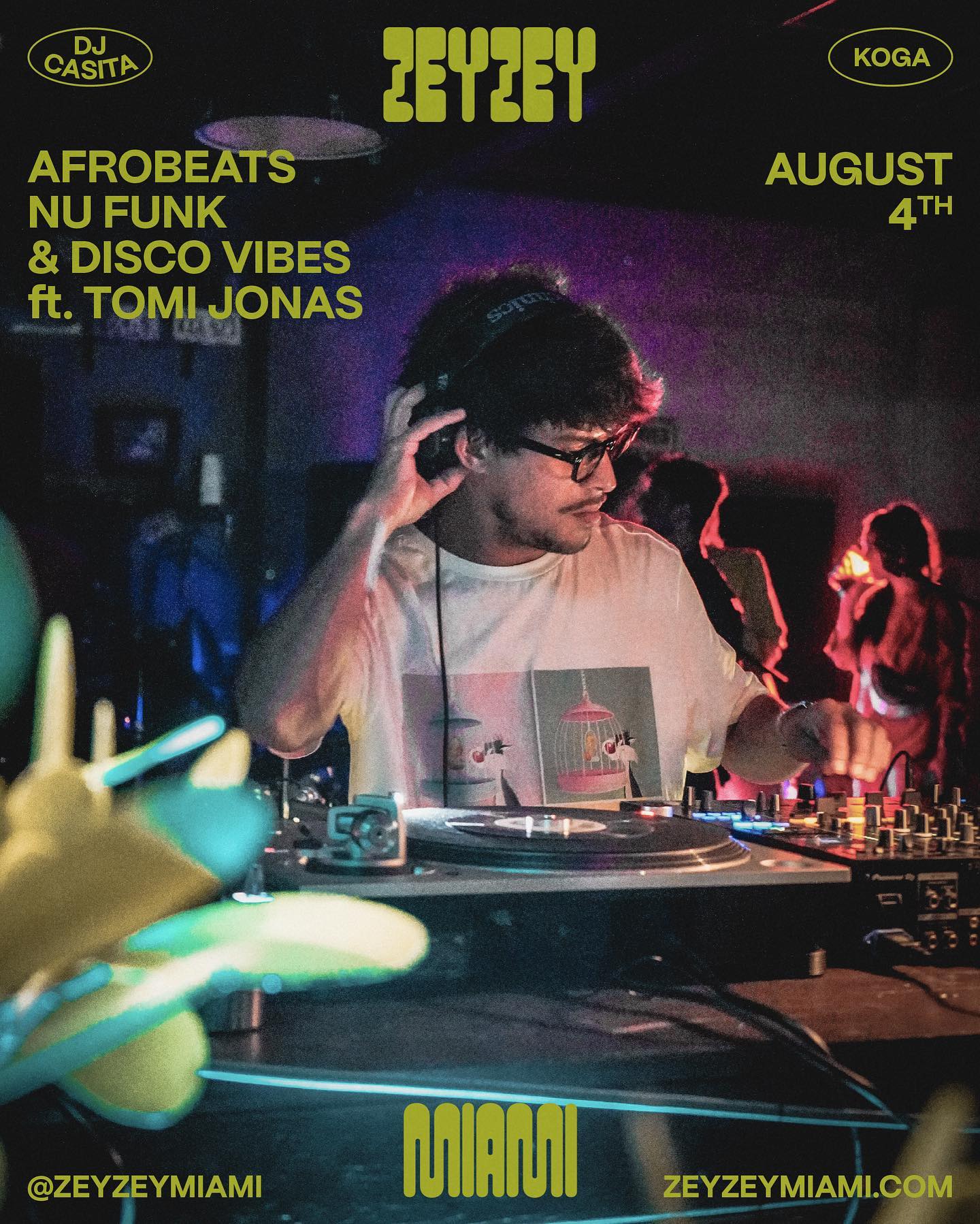 Let's vibe! @tomijonas is bringing Afrobeats, Nu Funk, & Disco Vibes to ZeyZey this Friday. Tickets? Click the link in our bio. #zeyzeymiami #miamimusicscene