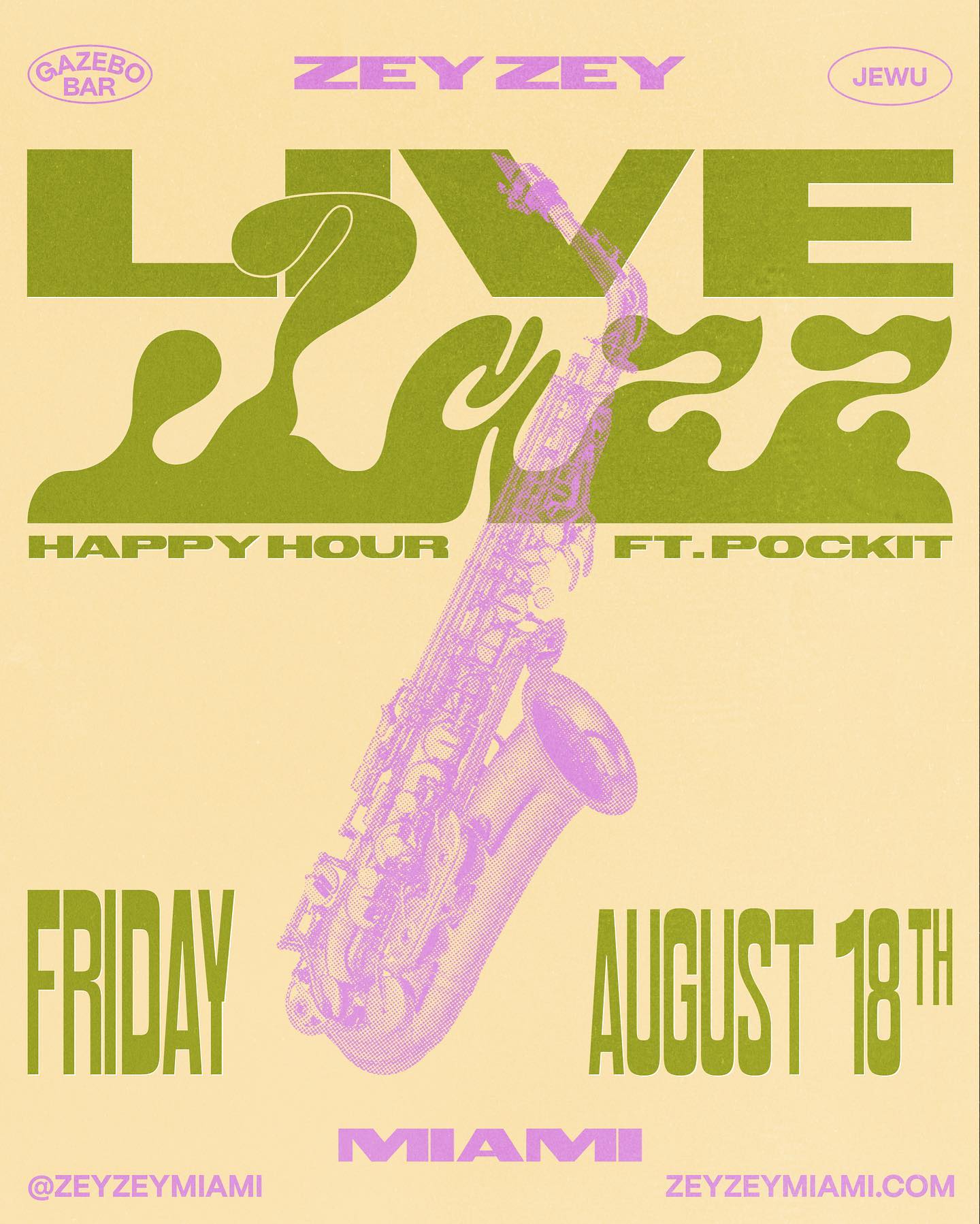Jazz up your Friday evening! Join us at 7pm for a Live Jazz Happy Hour for food & drink specials featuring ft. @pockitfunk