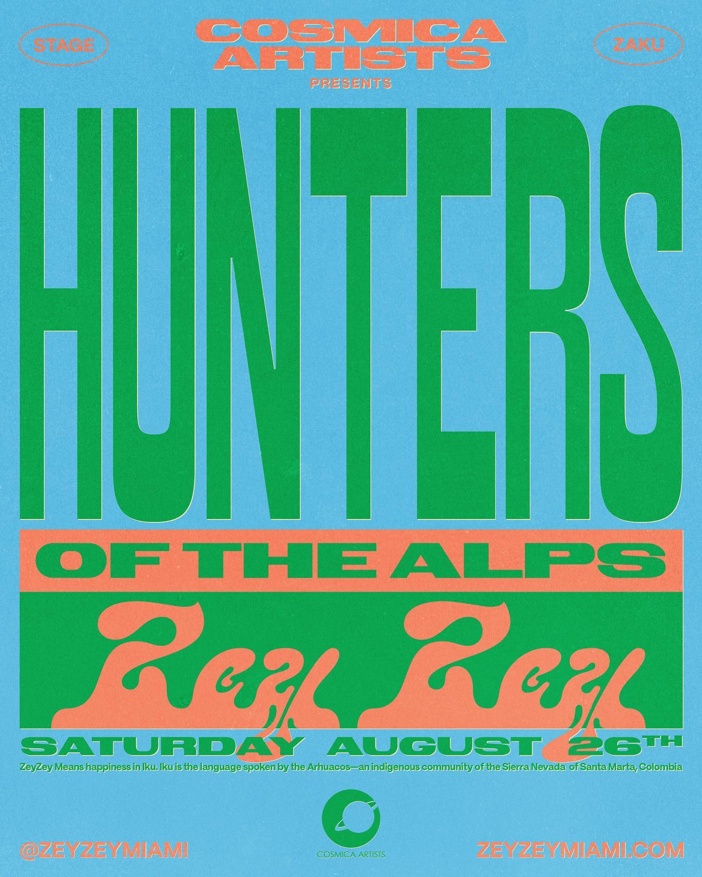The stage is set, Cosmica Artists Presents: @huntersofthealps (9pm)! Get ready for an epic Saturday night at ZeyZey.Ticket link in bio. #zeyzeymiami #miamimusicscene