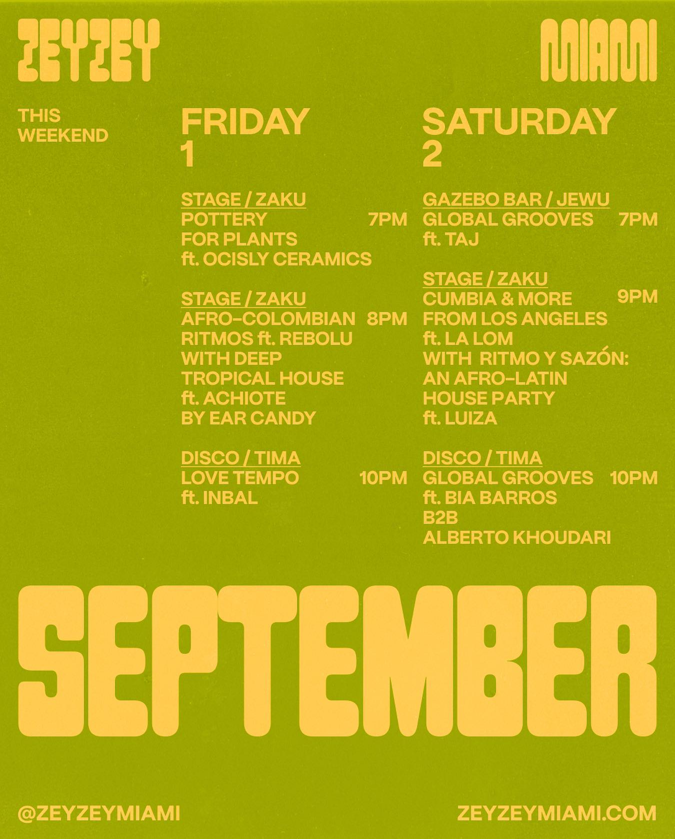 Monday’s are for weekend planning and we've got your next weekend covered. Stay posted for more! Ticket link in bio. #zeyzeymiami #miamimusicscene